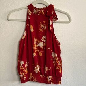 Xhilaration Burgundy Floral Blouse size Medium
